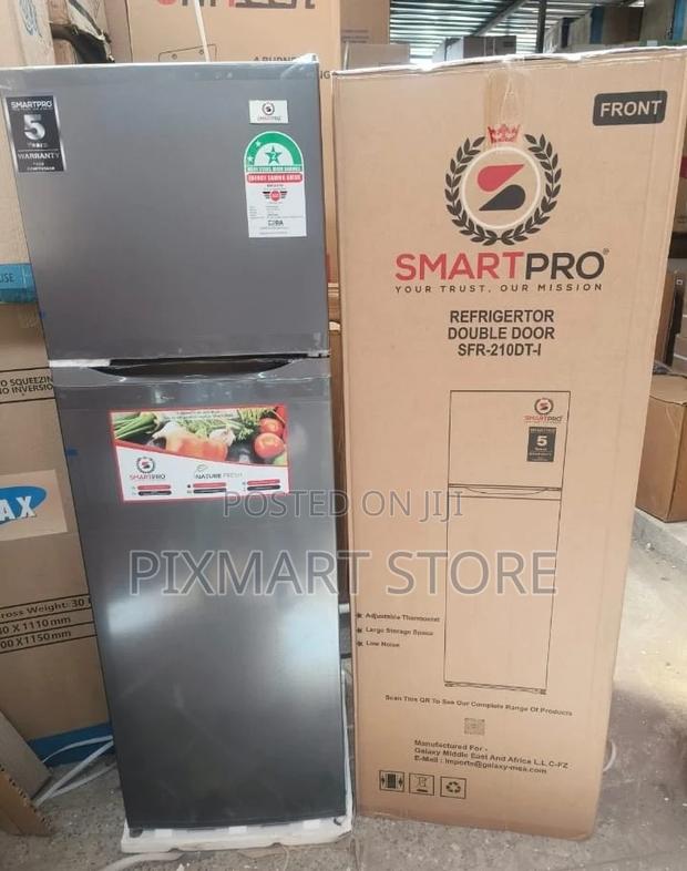 Smartpro 170l Double Door Fridge – Silver, Efficient - main view