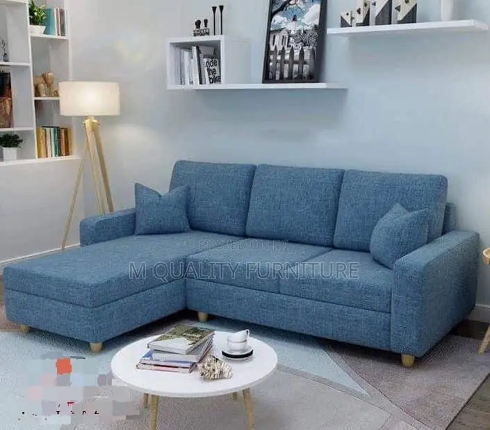 Blue 5 Seater L Shaped Sofa