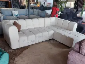 White 7 Seater L Shaped Sofa