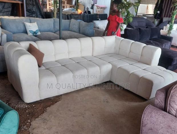 White 7 Seater L Shaped Sofa