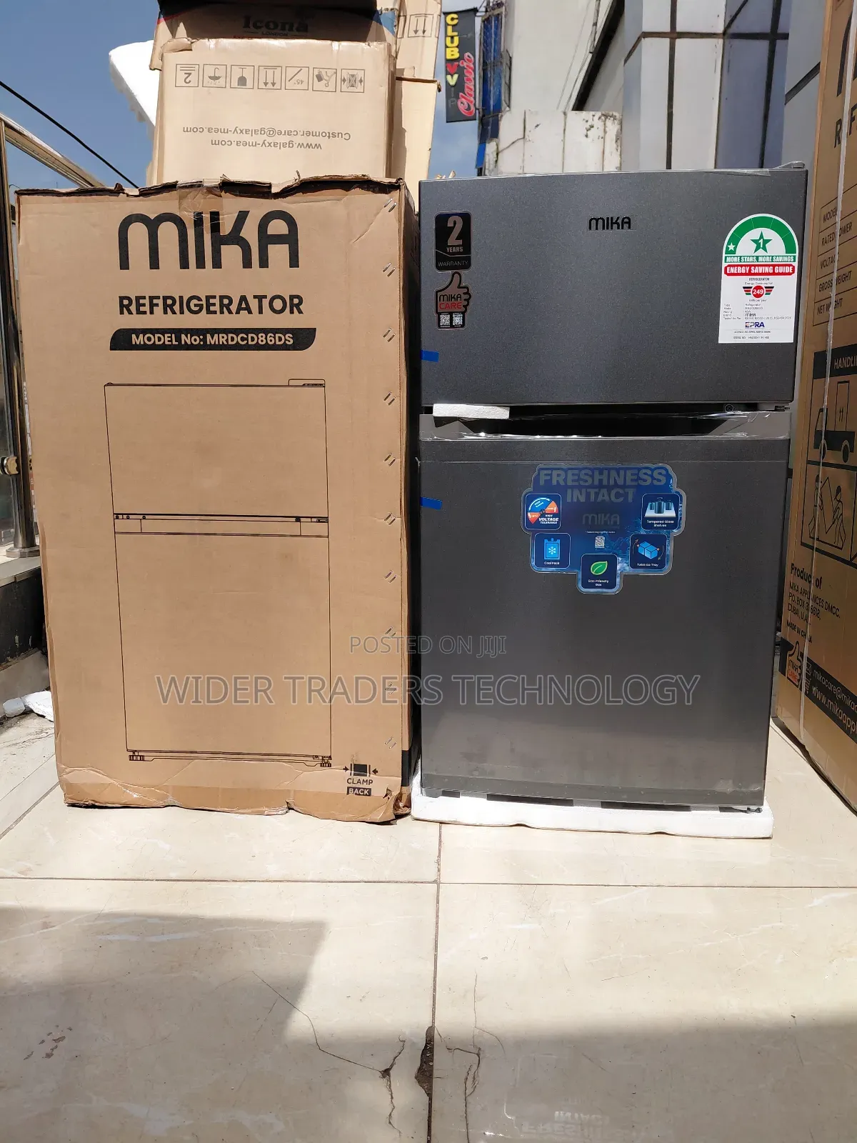 86litres Mika Double Door Fridge @ Dark Silver