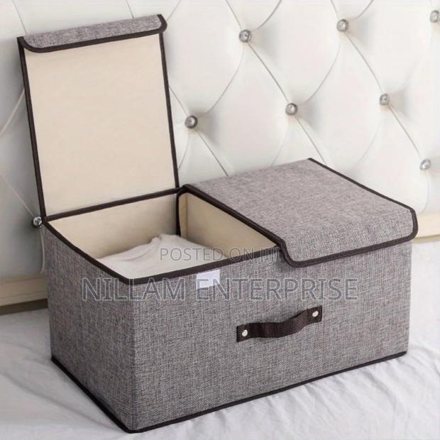 Foldable Cotton Linen Closet Storage Box - thumbnail 4