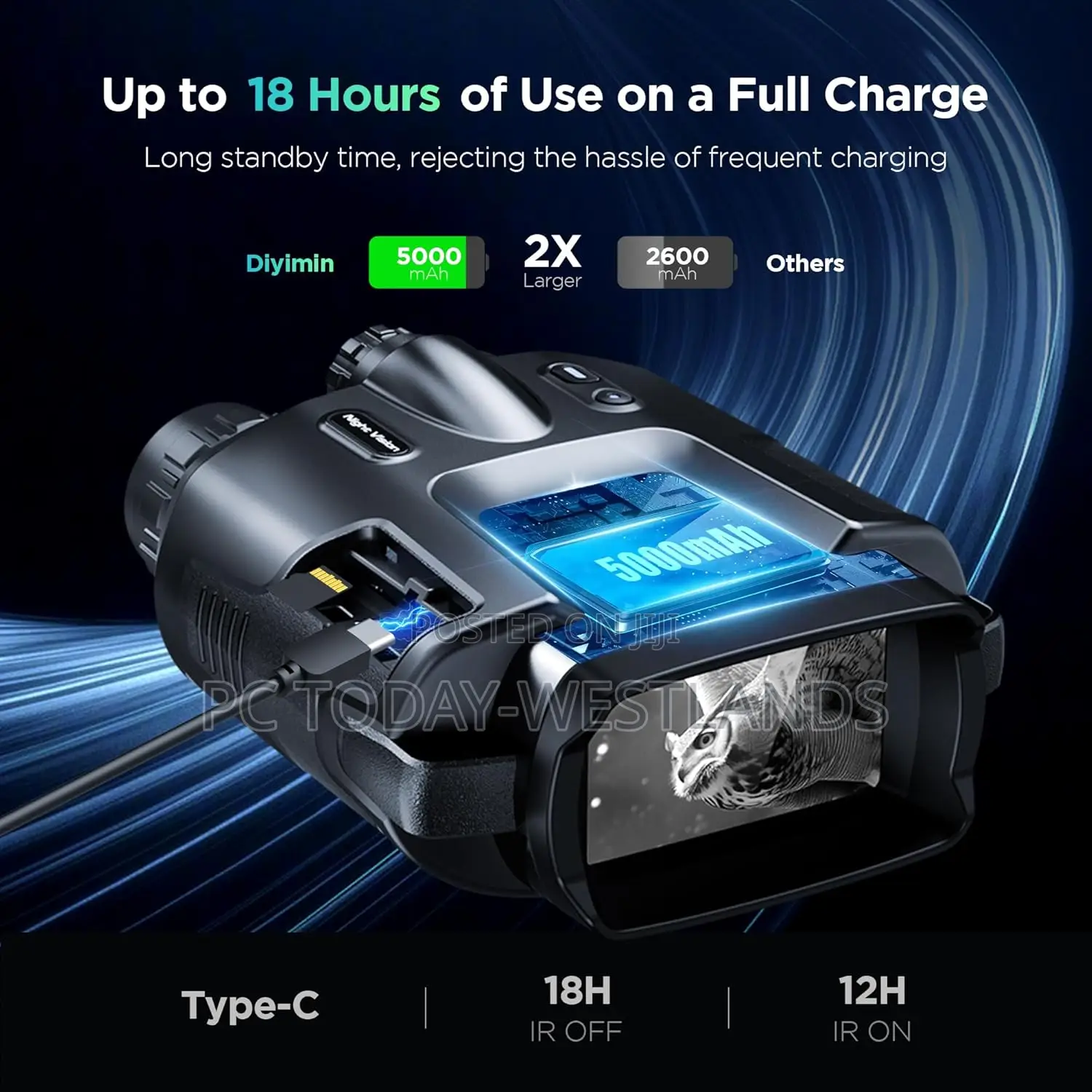 Night Vision Goggles 2000 Feet Infrared Binoculars + 64gb