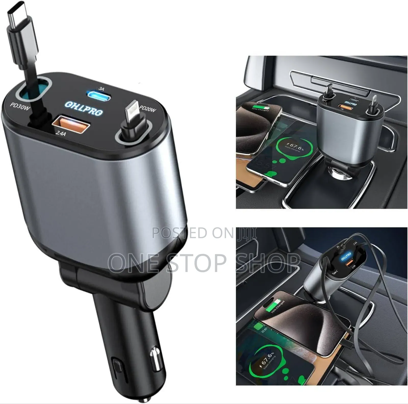 Retractable Car Charger Type X Fast Charging