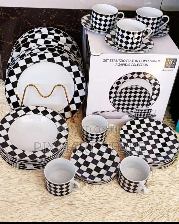 30pcs Black White Dinner Set – Elegant Stylish - main view