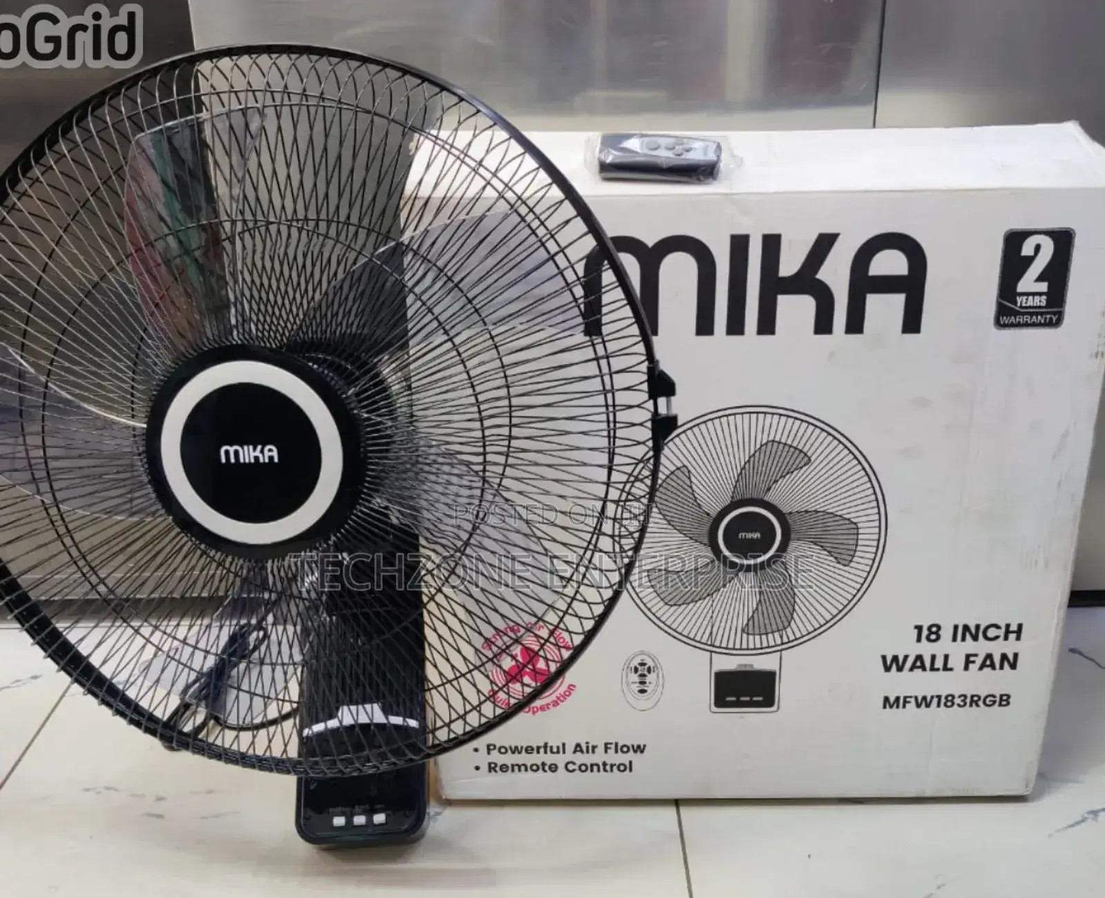 Mika Wall Fan 18", With Remote,Grey Black
Quiet Operation 