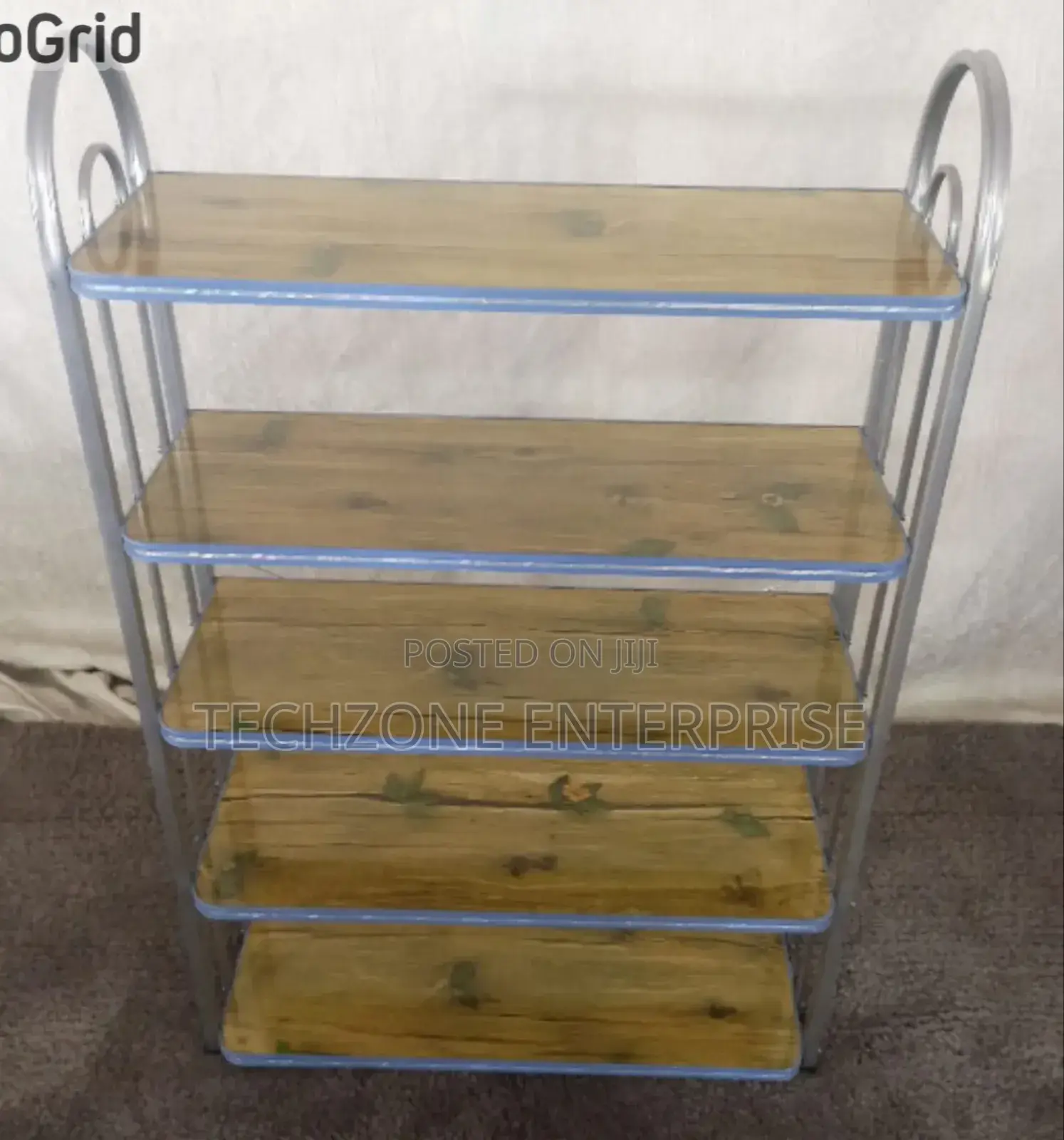 5-Tier Wooden Shoe Rack With Metallic Frames