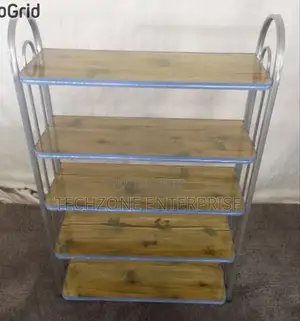 5-Tier Wooden Shoe Rack With Metallic Frames