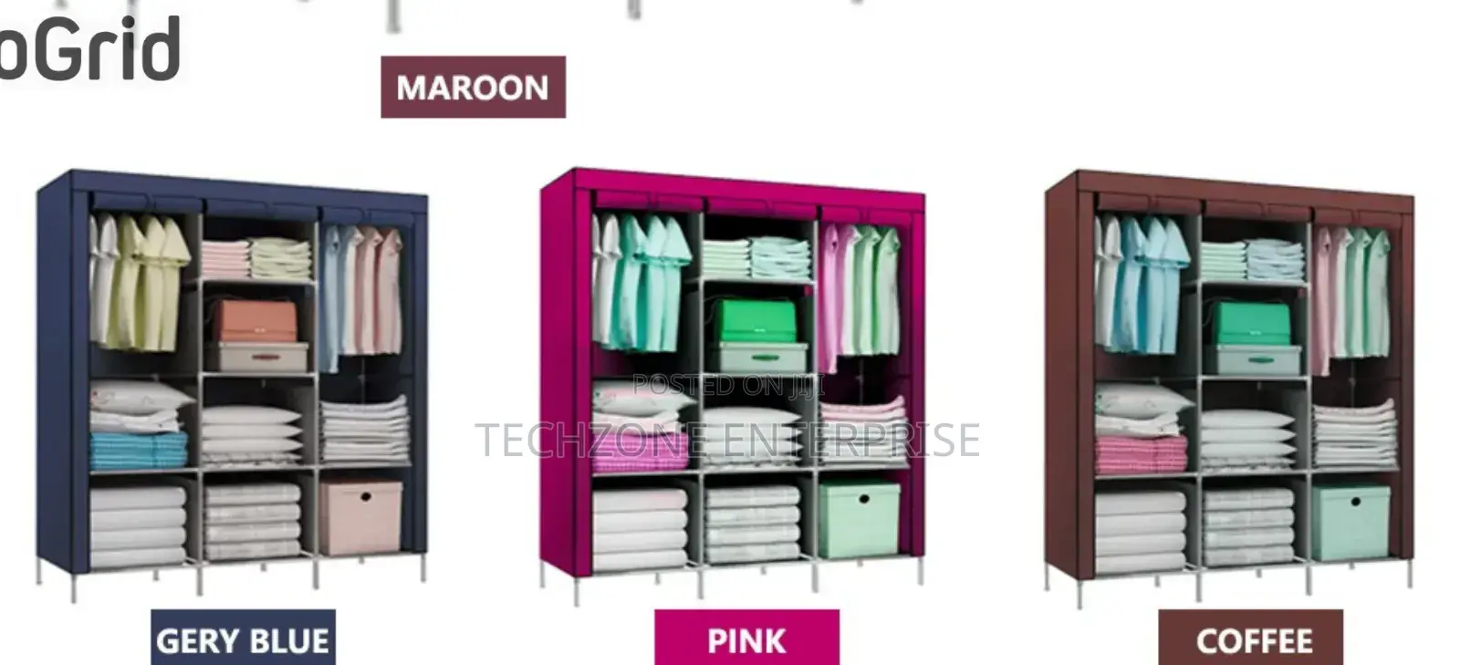 Portable Nunix 88130 3 Column Metallic Wardrobe,