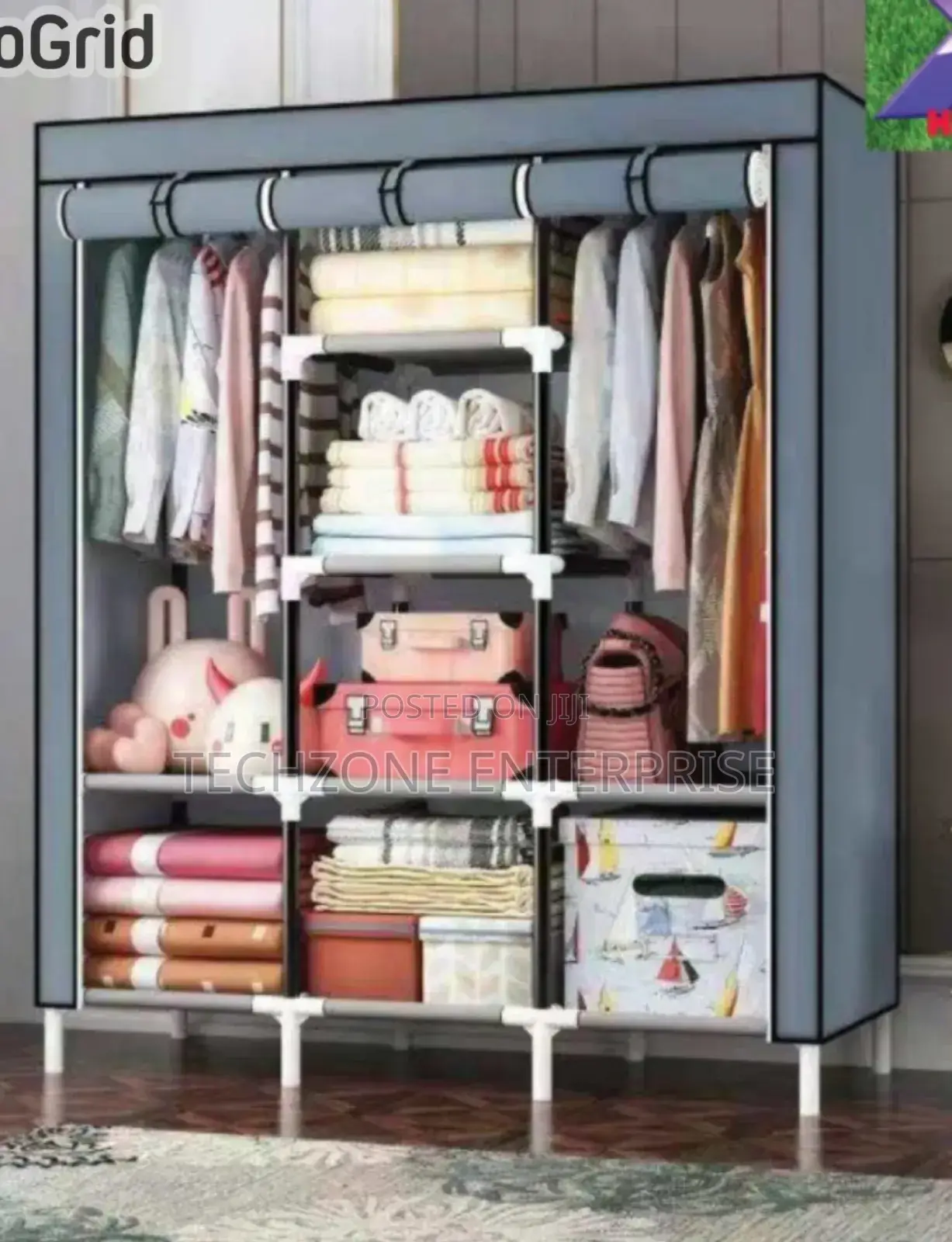 Heavy Duty 3 Column Wooden Portable Wardrobe