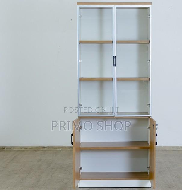 Office Cabinet; Minimalist Wood Two-Door Storage Unit - thumbnail 3