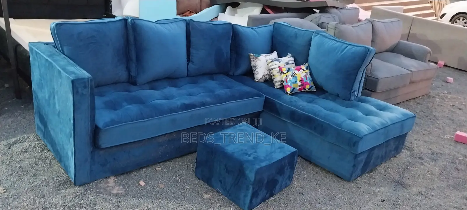 Classy 6 Seater Chester L Seat Sofa With a Puff