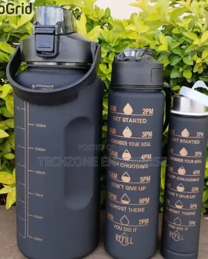 *Black 3 in 1 Motivational Water Bottle *