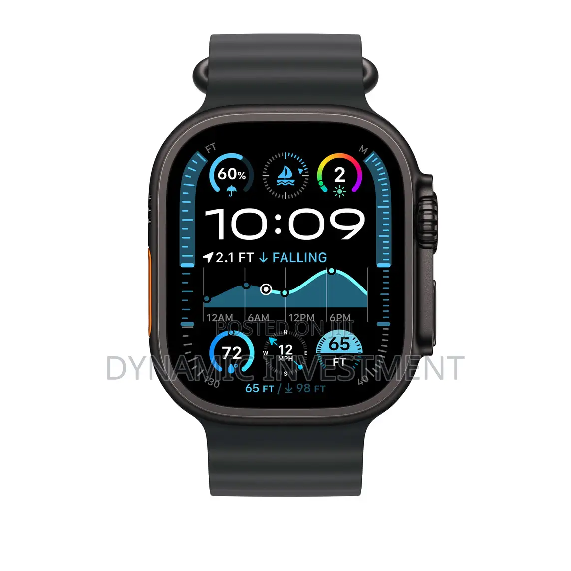 Iwatch Ultra 49mm Black Band/Strap - Black Titanium Finish