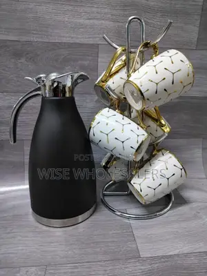 *❇Luxurious  Tea Set Combo*Marble Flask And Blackcups*