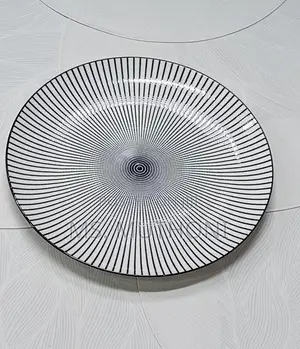 10.5 Ceramic Dinner Plate With Black Stripped Print*