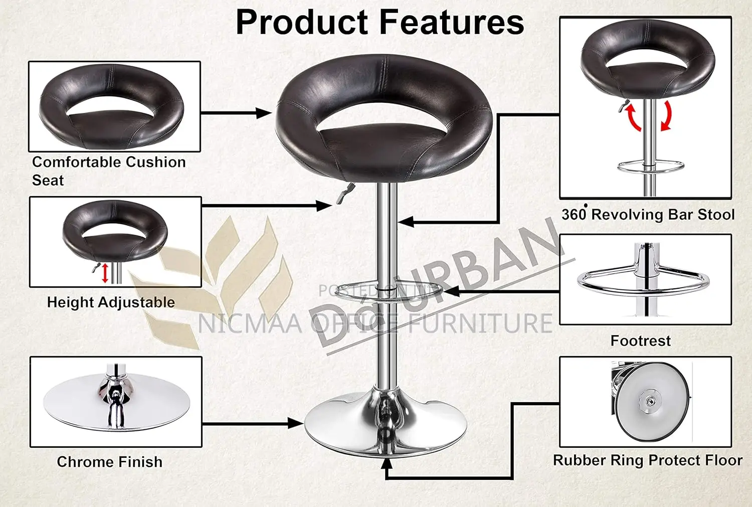 Counter Adjustable Bar Stool