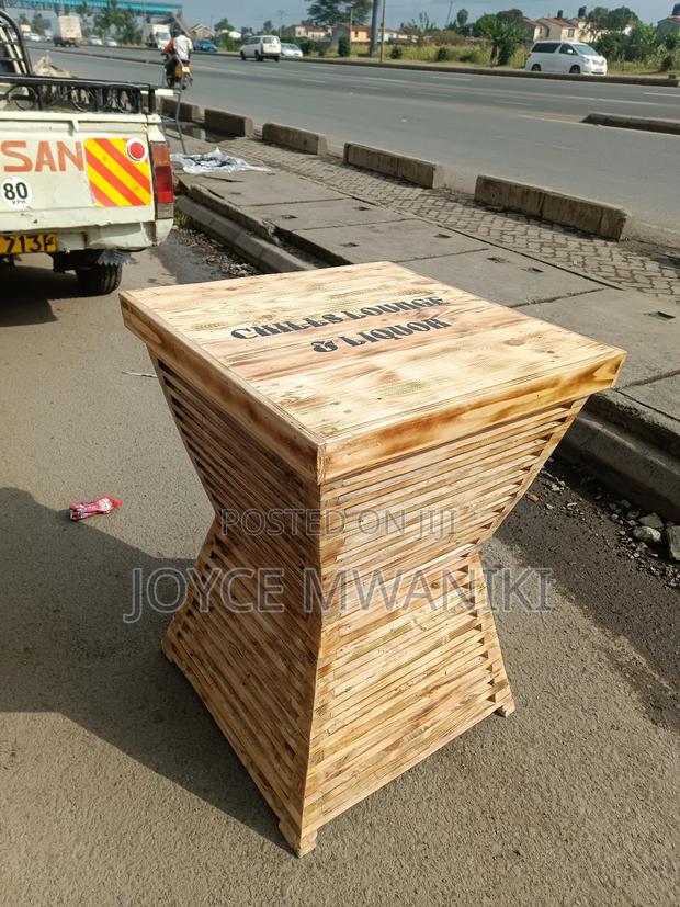 Barrel High Bar Square Table, With Branding 
