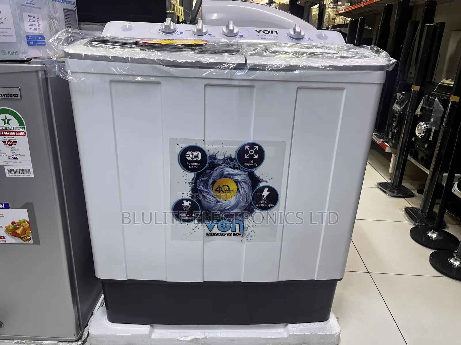 Von VWM-10ahk Twin Tub Washing Machine, White - 10kg