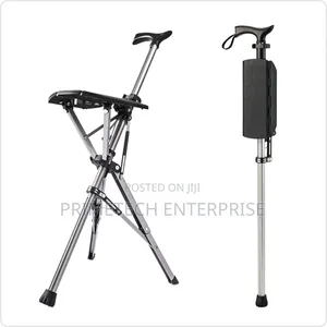 Elderly Walking Stick With Folding Stool