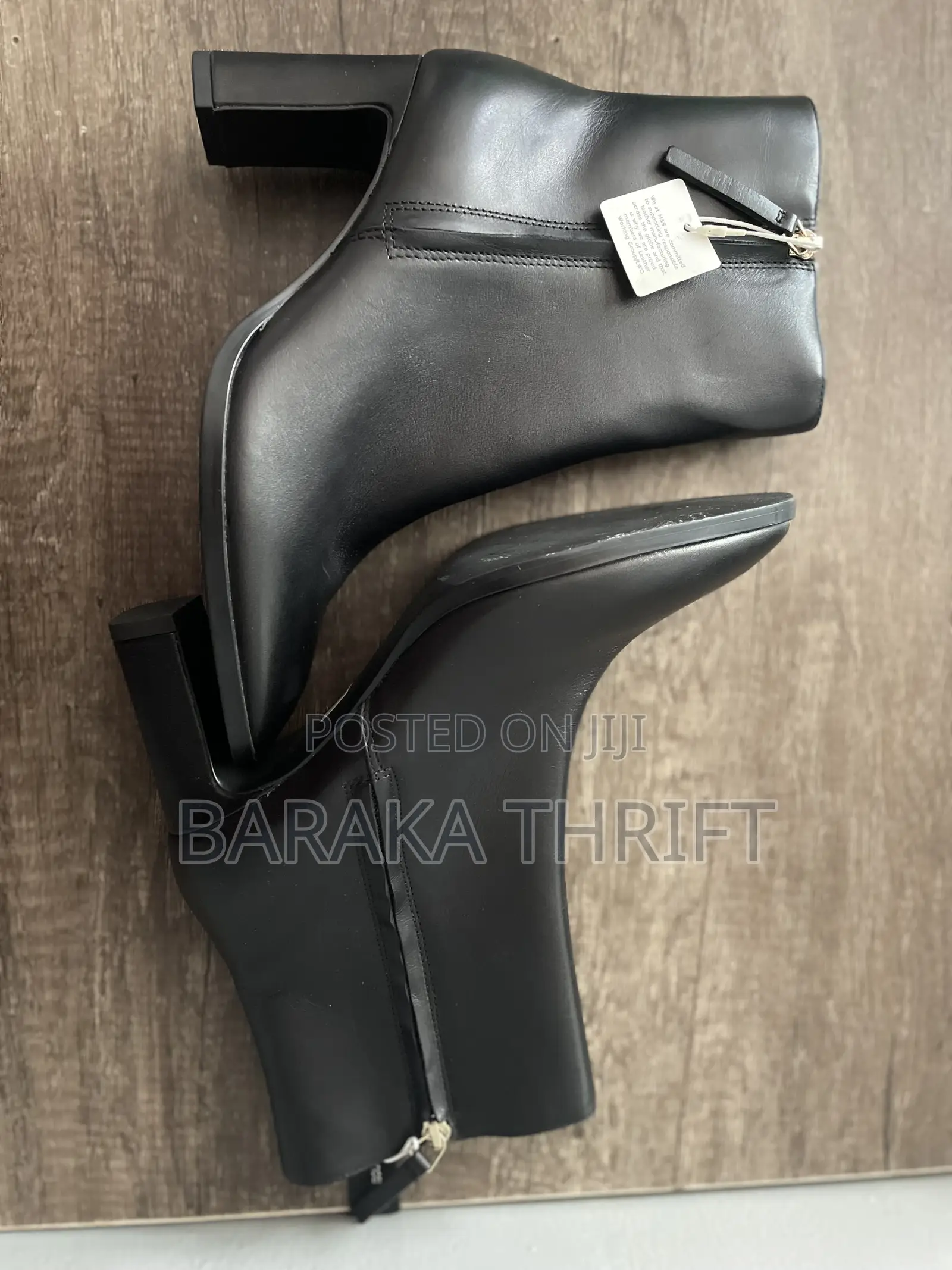 Insolia Leather Block Heel Ankle Boots (Uk Size 5)