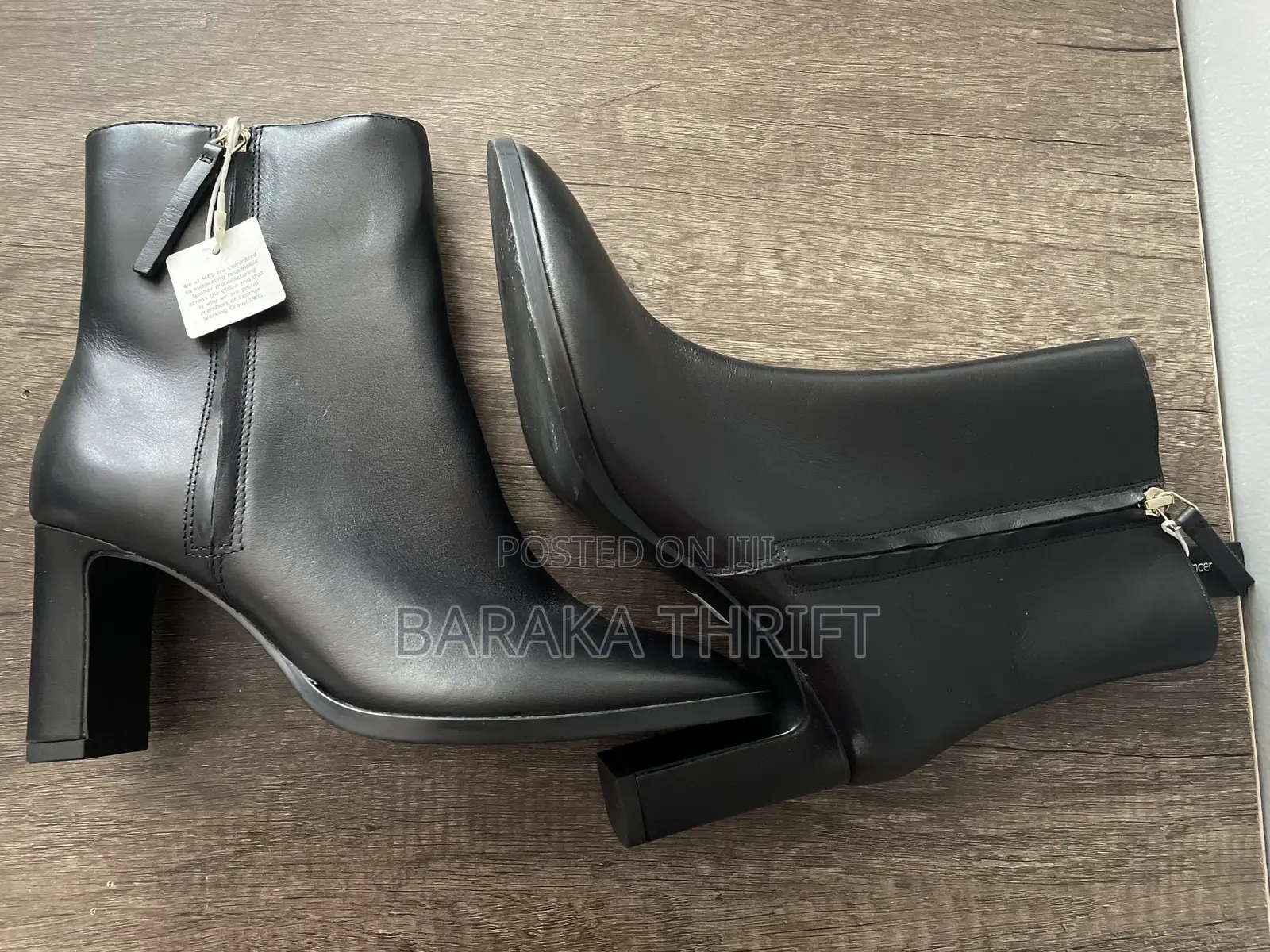 Insolia Leather Block Heel Ankle Boots (Uk Size 5)