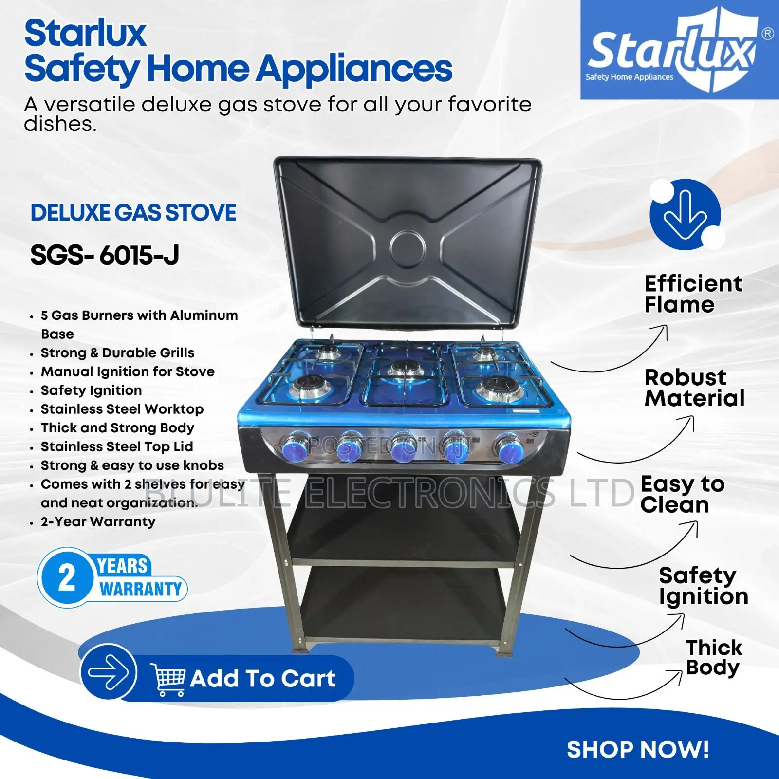 Starlux Standing Cooker 5 Burners