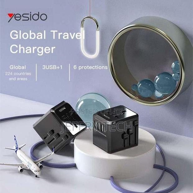 Yesido Universal Adapter With 3 Usb and Type-C Ports, Mc10 - thumbnail 3