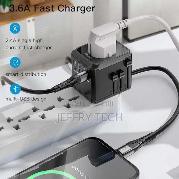 Yesido Universal Adapter With 3 Usb and Type-C Ports, Mc10 - thumbnail 4