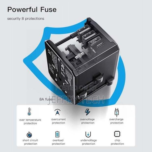 Yesido Universal Adapter With 3 Usb and Type-C Ports, Mc10 - thumbnail 5