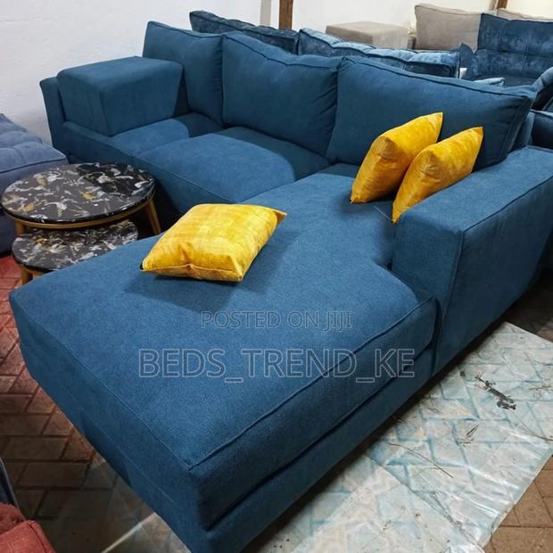 6 Seater Blue and Yellow Sofa