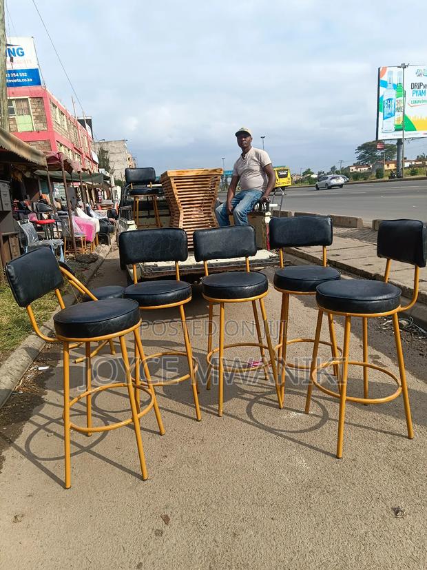 Counter Stools or Leather Stools, Black N Gold 