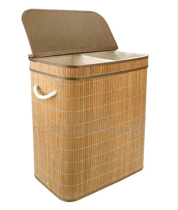 100l Bamboo Laundry Basket With Flip Lid