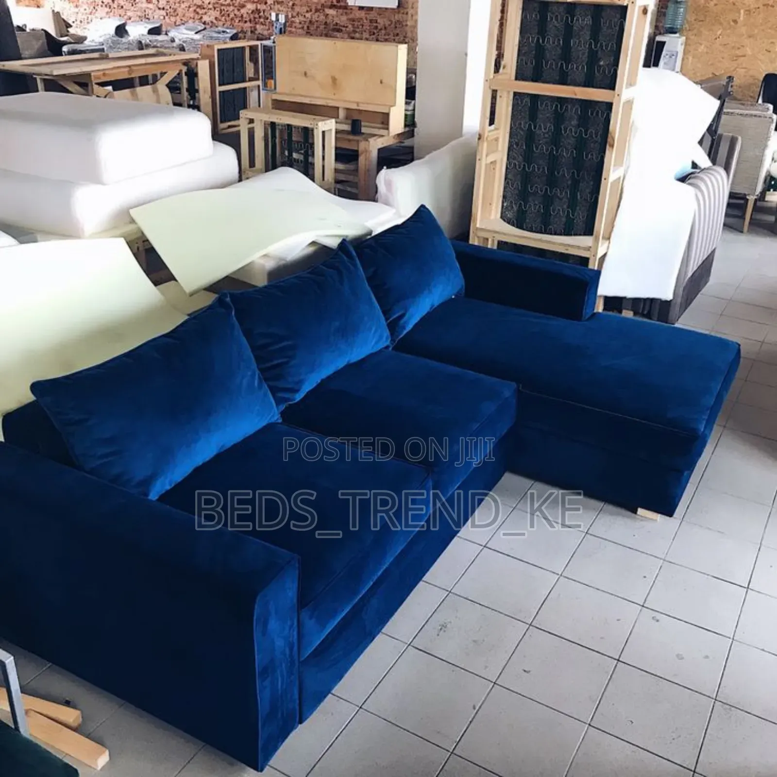 Dark Blue 6 Seater Sofa