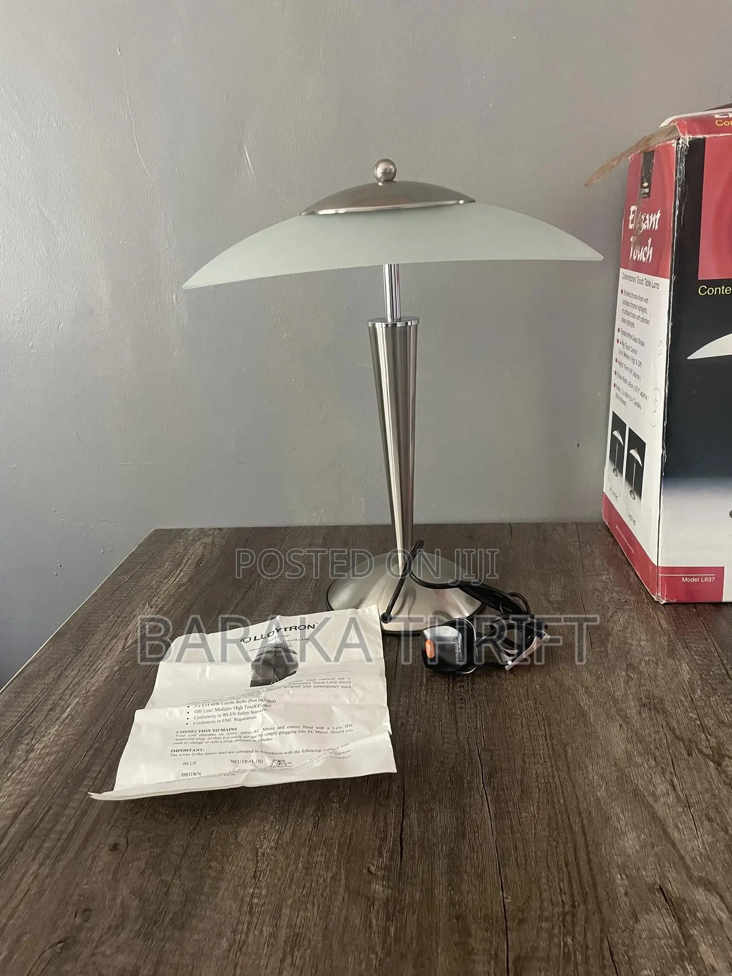 Elegant Touch Vintage Table Lamp With Glass Shade And Chrome