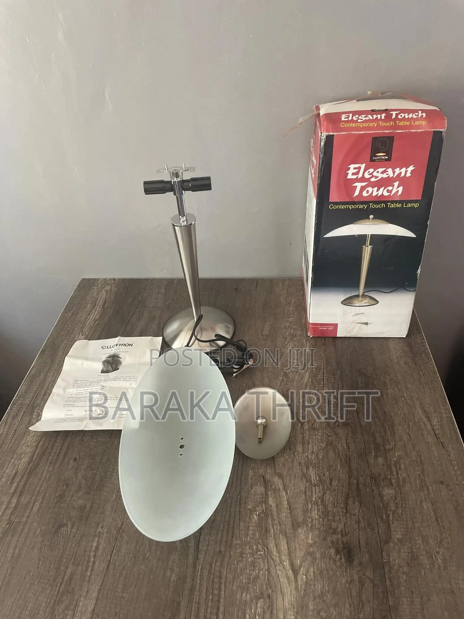 Elegant Touch Vintage Table Lamp With Glass Shade And Chrome