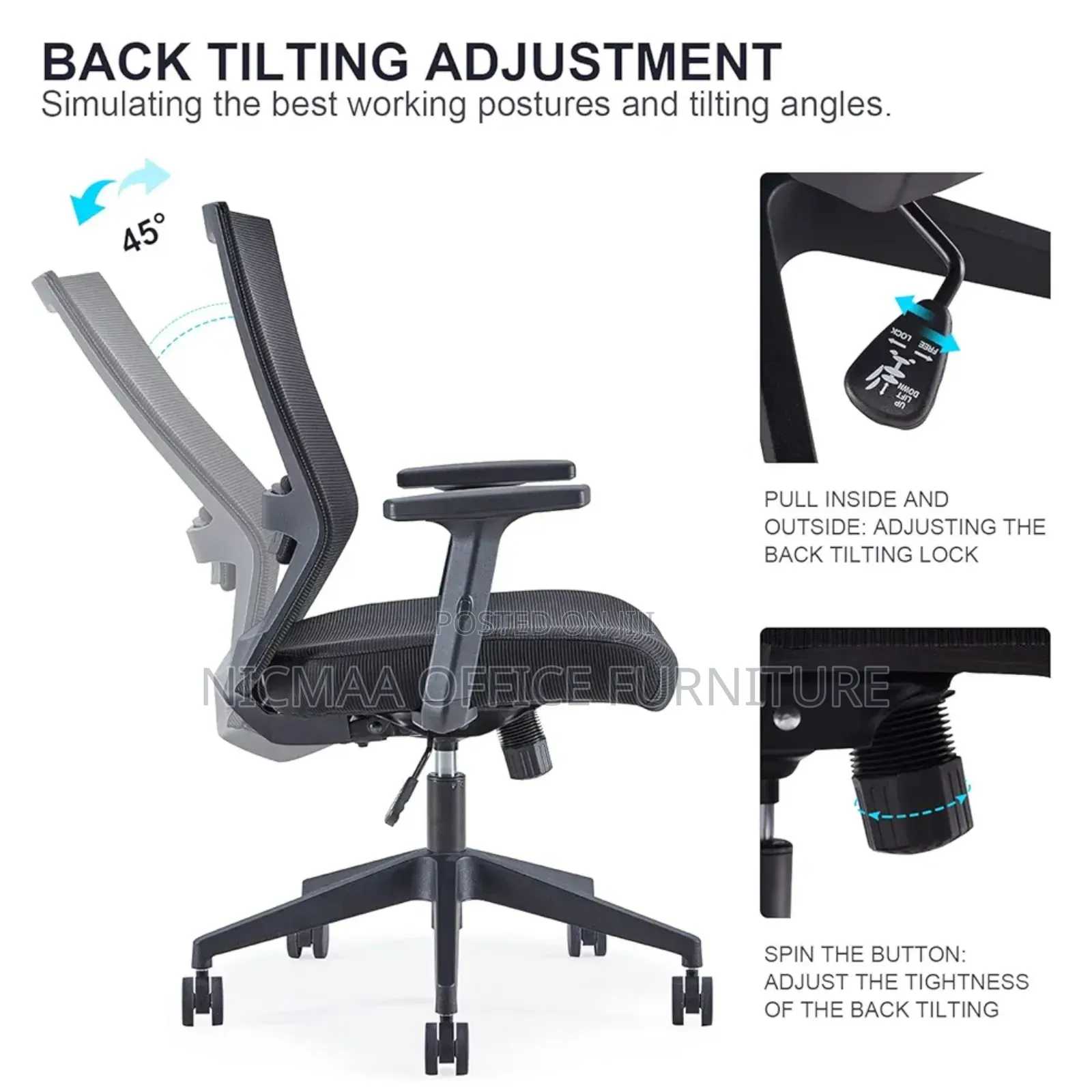 Flexible Ergonomic Back Mesh Black Office Chair