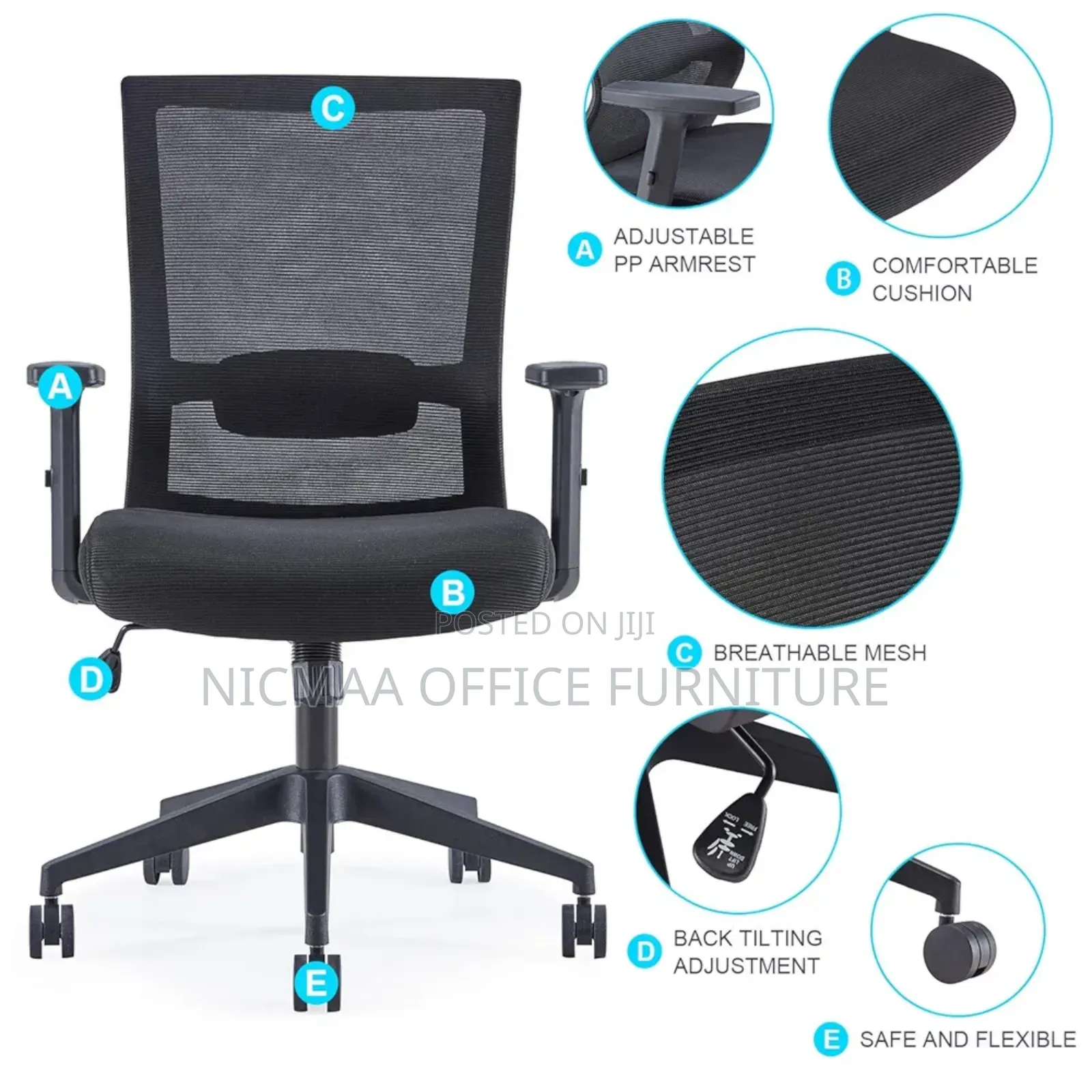 Flexible Ergonomic Back Mesh Black Office Chair