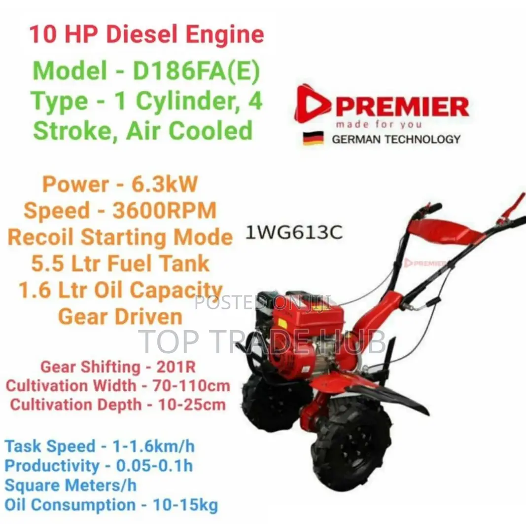 Reliable Premier 10hp Diesel Power Tiller Air Cooled