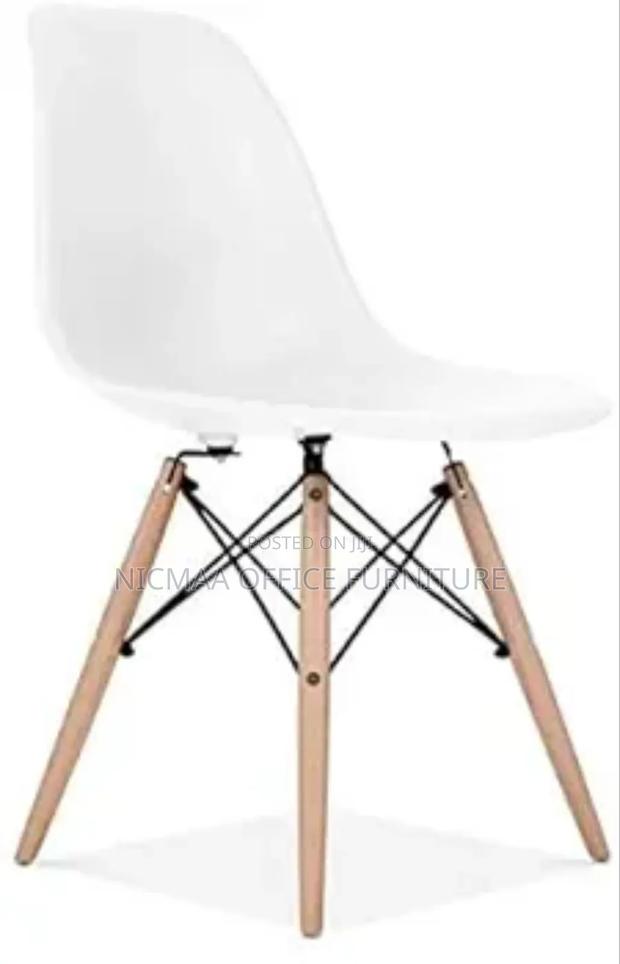 Eames Style Modern White Wood-Leg Accent Chair