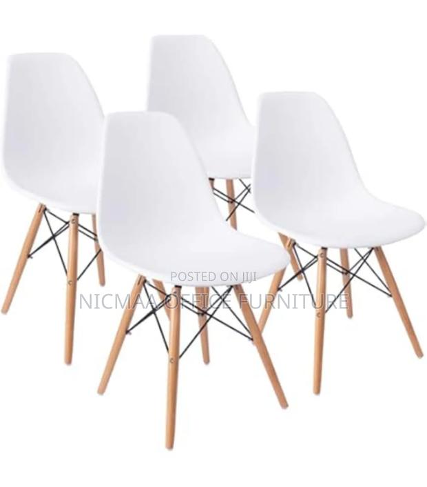 Eames Style Modern White Wood-Leg Accent Chair - thumbnail 2