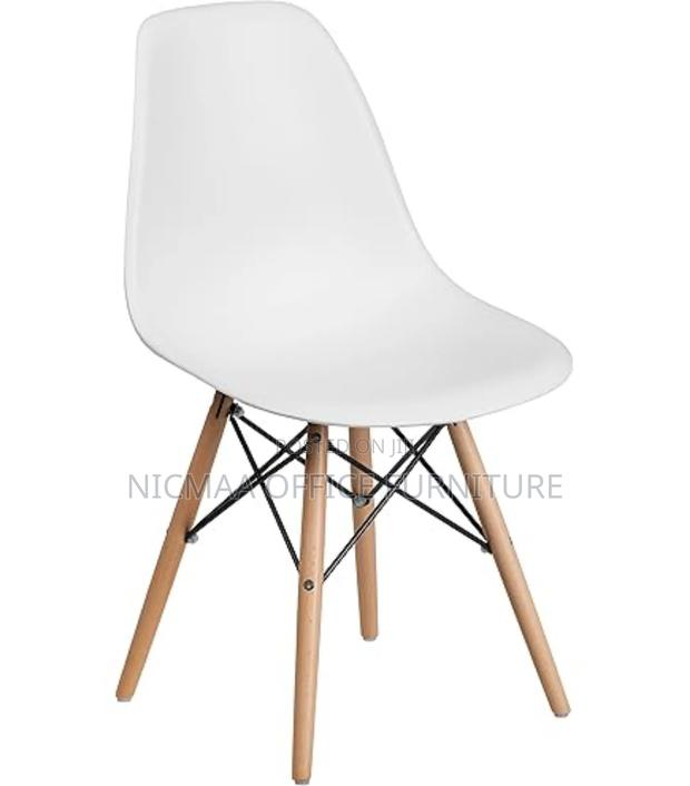 Eames Style Modern White Wood-Leg Accent Chair - thumbnail 3