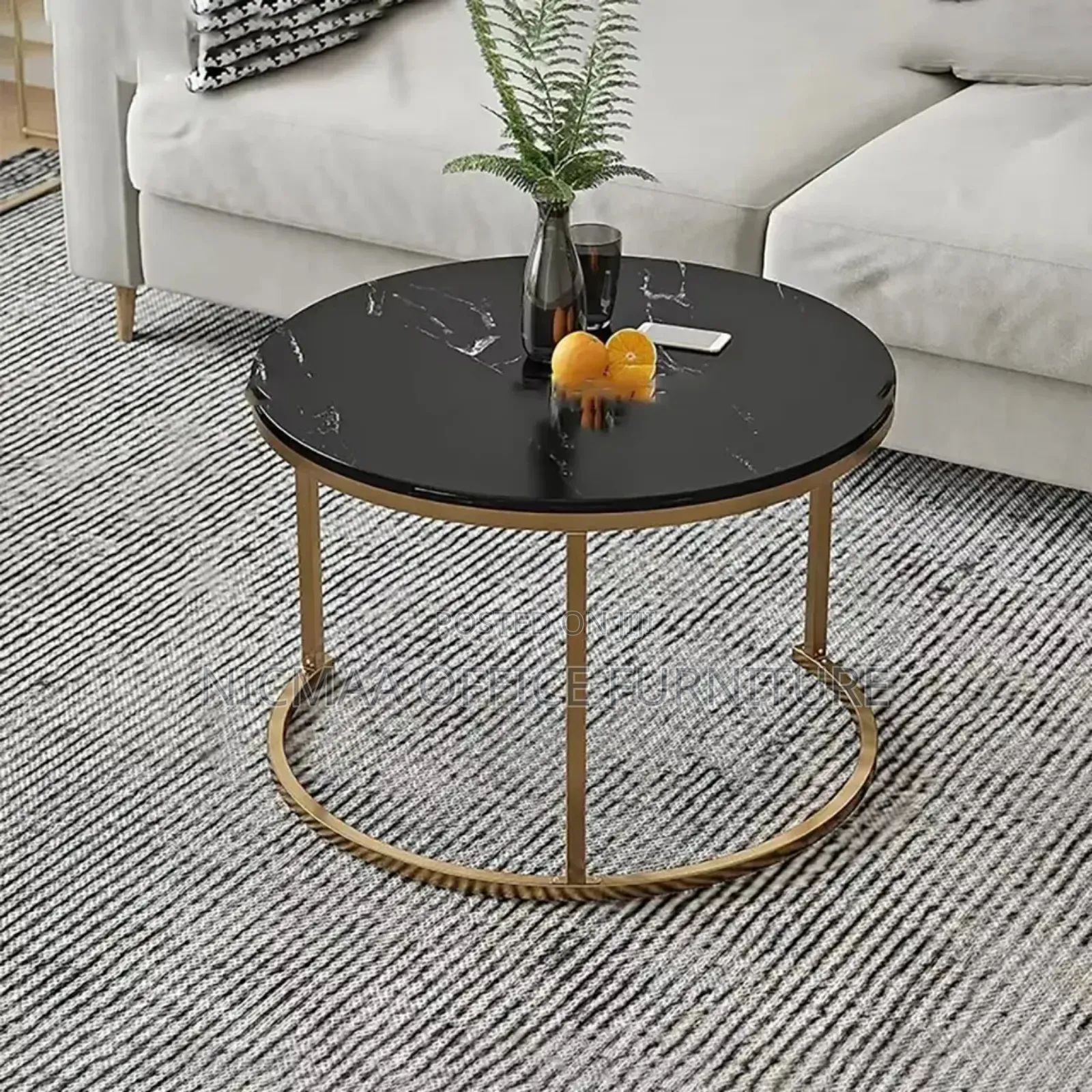 Aurora Nesting Marble Coffee Table Set With Golden Legs