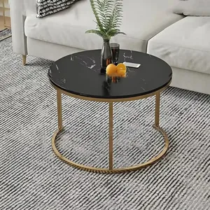 Aurora Nesting Marble Coffee Table Set With Golden Legs
