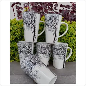 Set of 6pcs White Tree Mugs