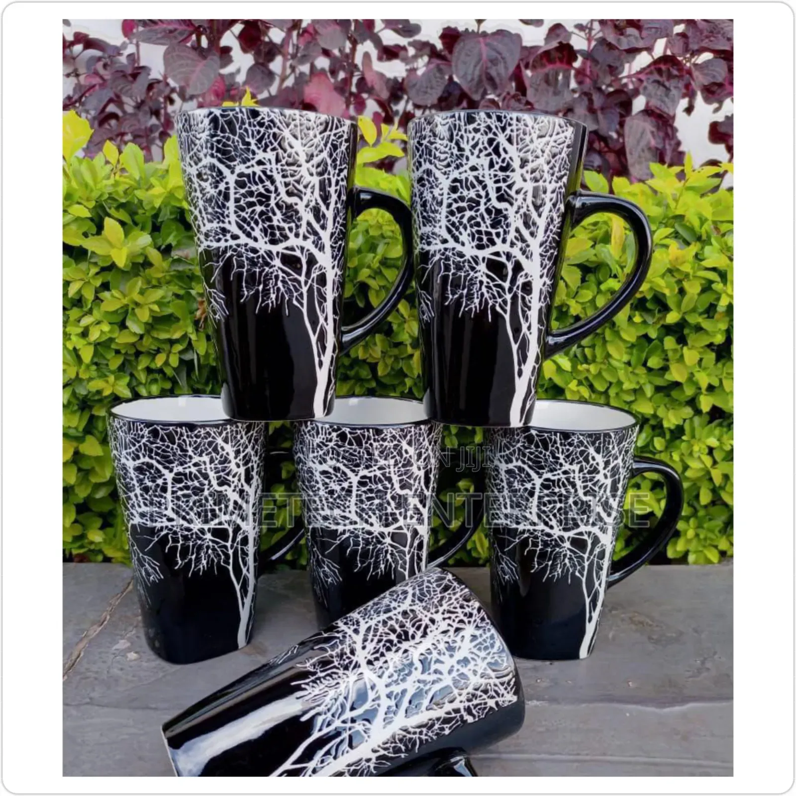 Set of 6pcs Black Tree Mugs