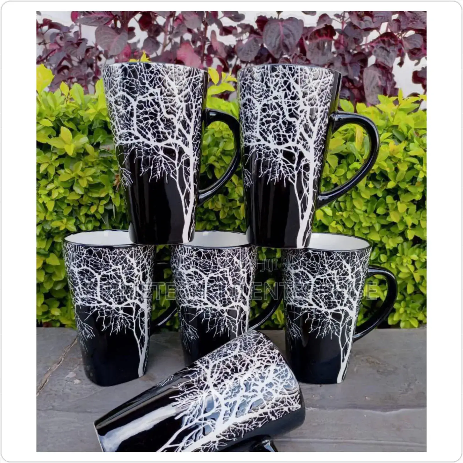 Set of 6pcs Black Tree Mugs