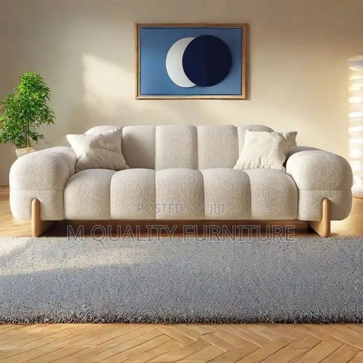 3 Seater White Modern Sofa