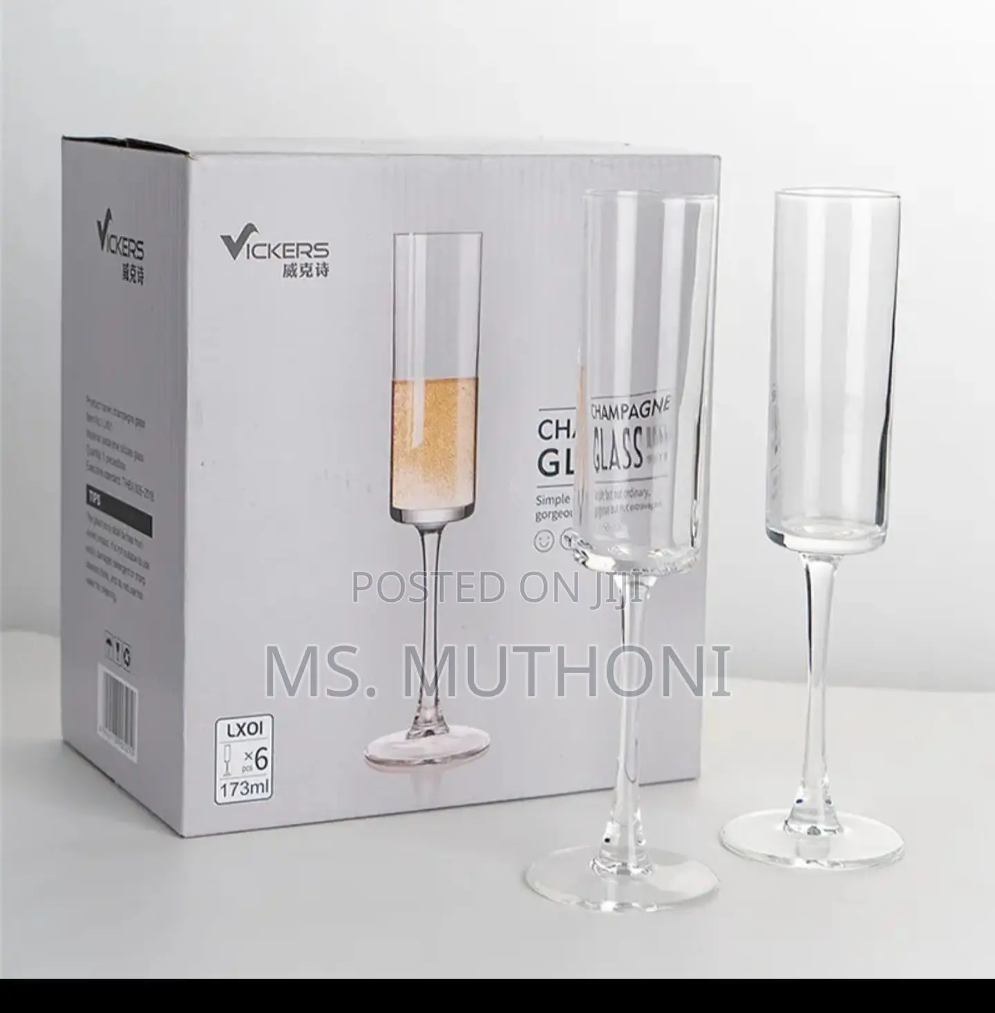 6 PCS *175ml Long Stem Champagne/Flute Glasses