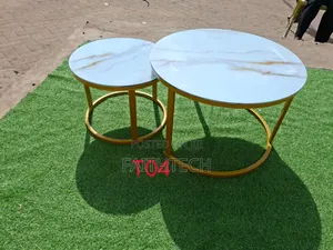 Glass Nesting Coffee Table (Marble Effect) White